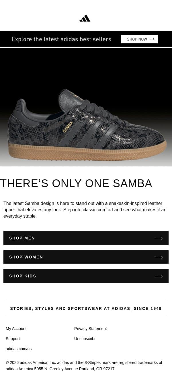 Samba moves with you email from adidas screenshot