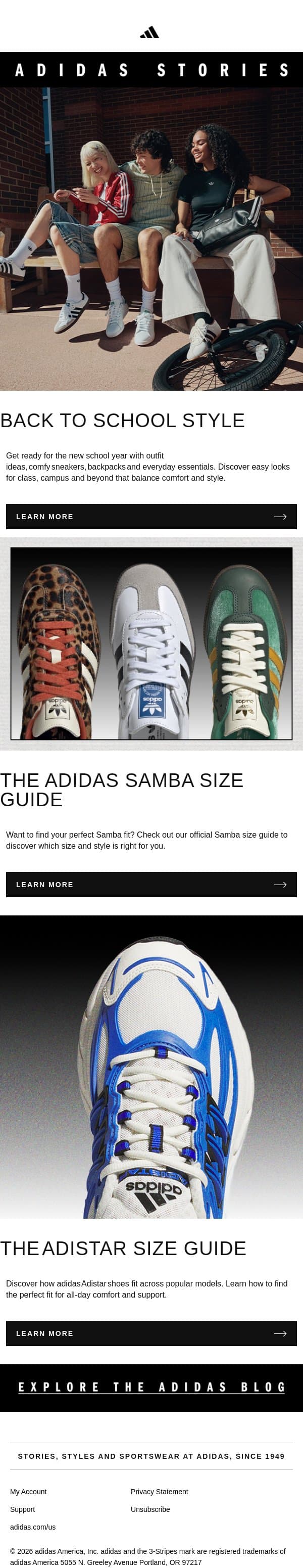 adidas Stories: The Back-to-School Edit email from adidas screenshot