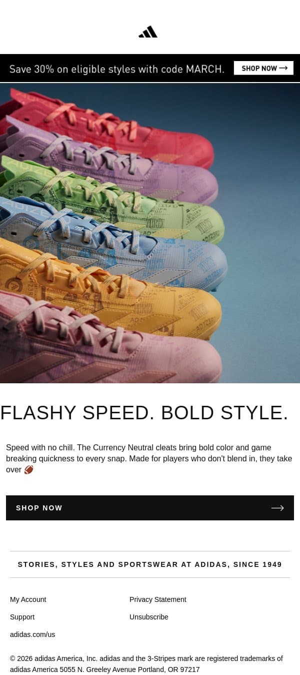 Color loud. Speed louder. email from adidas screenshot