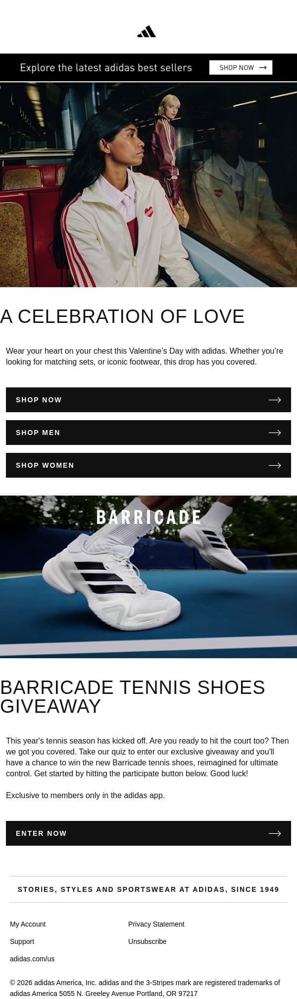 Show some love with adidas 💘 email from adidas screenshot