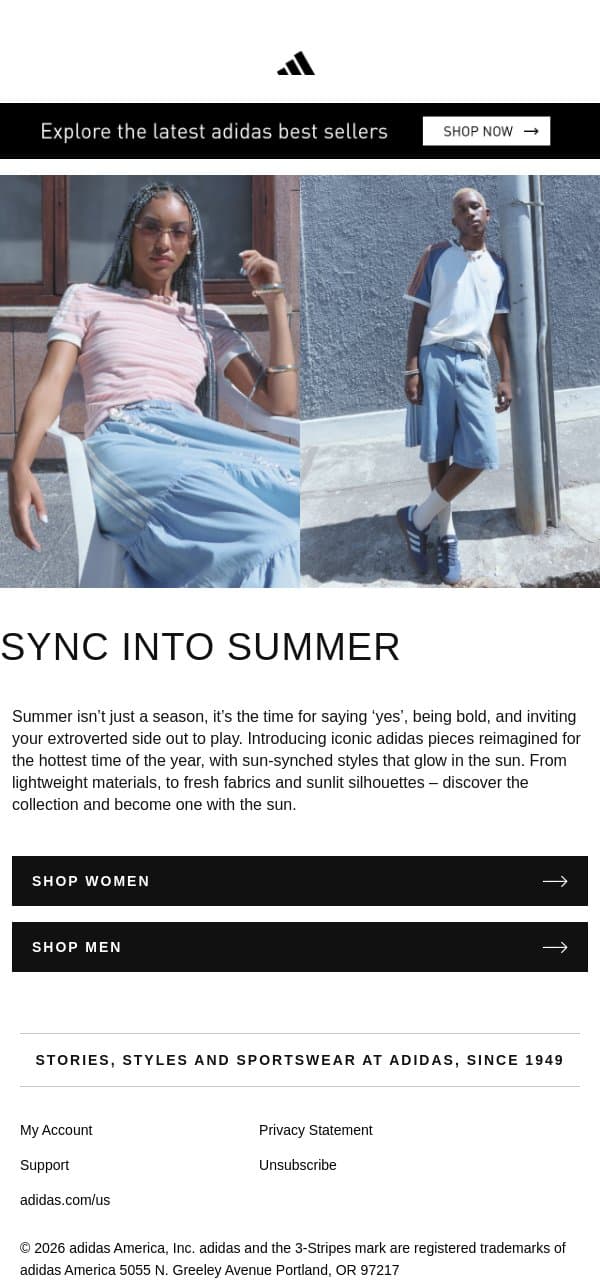 Your summer era starts here email from adidas screenshot
