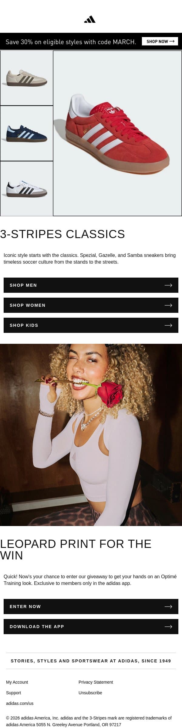 Timeless sneakers you'll wear on repeat email from adidas screenshot