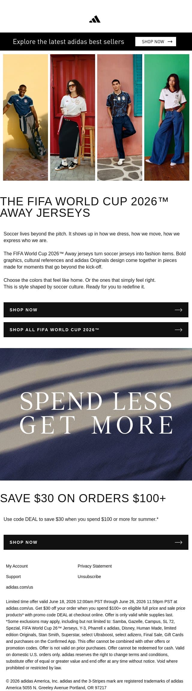 Soccer meets fashion with the adidas Originals Away jerseys email from adidas screenshot
