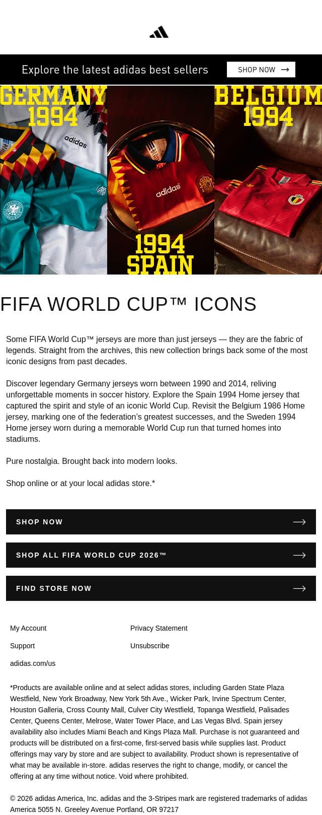 FIFA World Cup™ Icons email from adidas screenshot