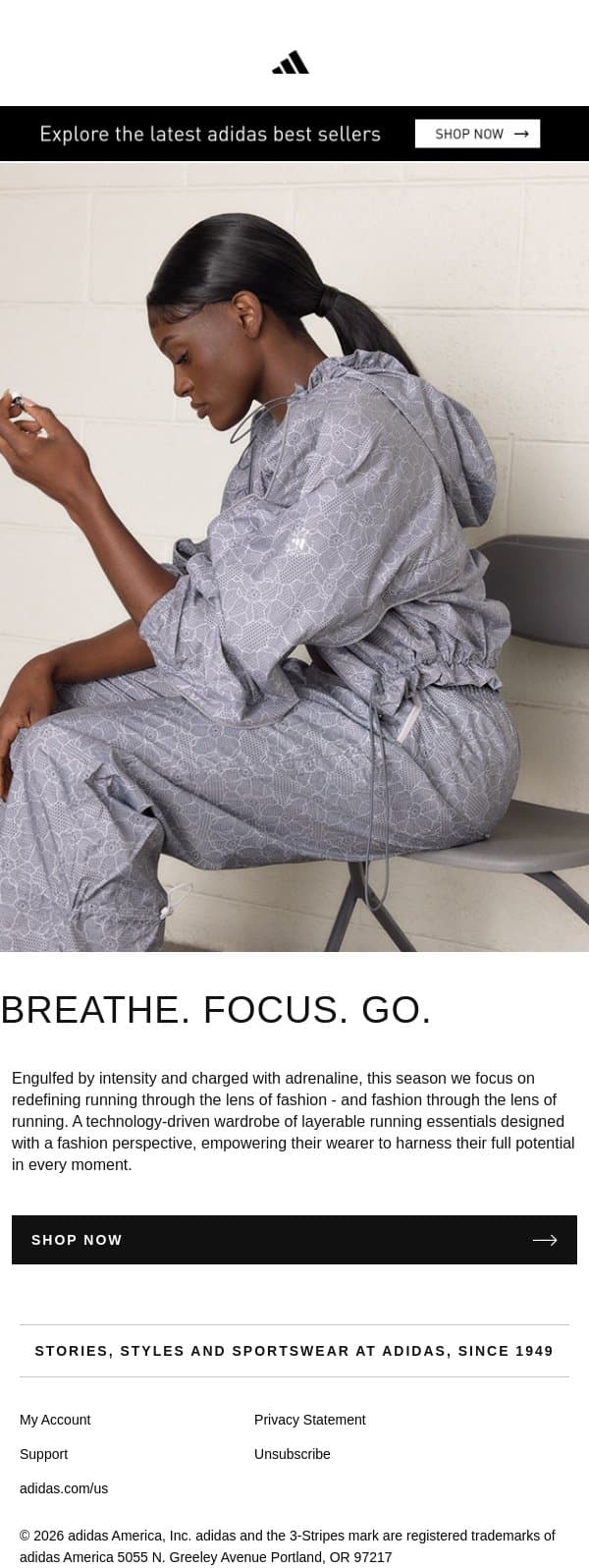 adidas by Stella McCartney SS26 email from adidas screenshot