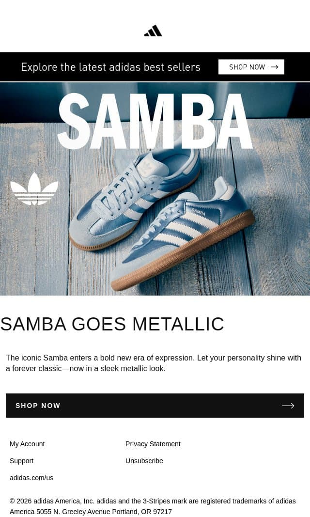 The icon just got a makeover email from adidas screenshot