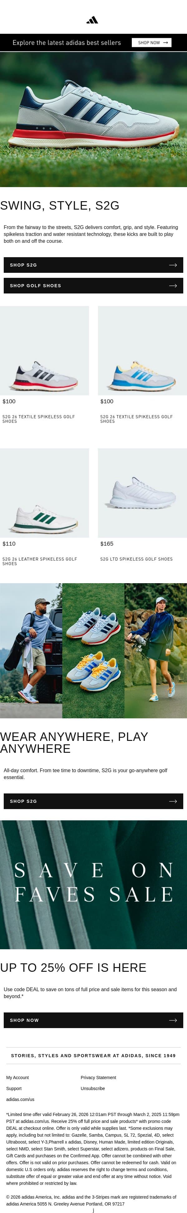 Wear anywhere, play anywhere with S2G email from adidas screenshot