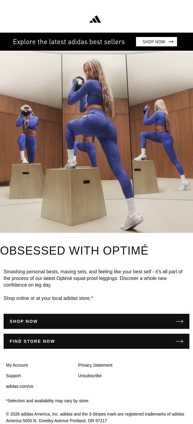 Bring a whole new energy to your next workout email from adidas screenshot