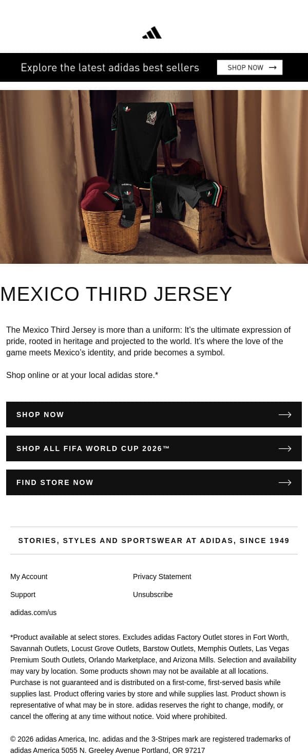 Shop the New Mexico Third Jersey email from adidas screenshot