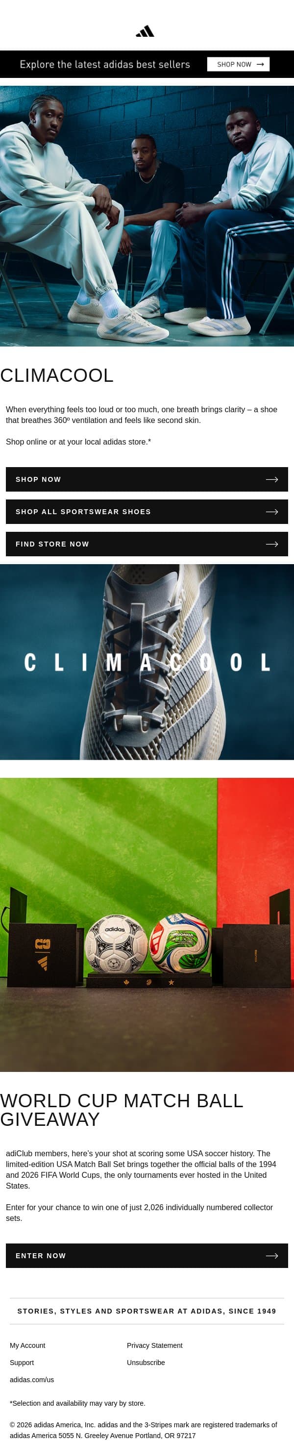 The future now - Climacool email from adidas screenshot