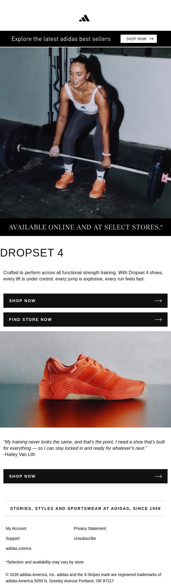 Want to get more from your strength training? email from adidas screenshot