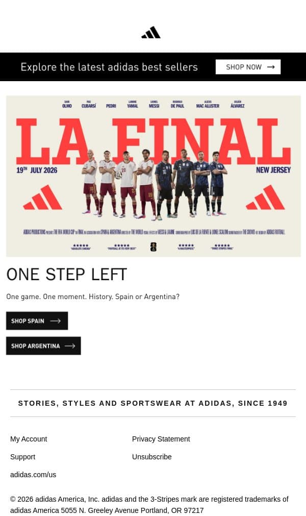 THE FINAL AWAITS email from adidas screenshot