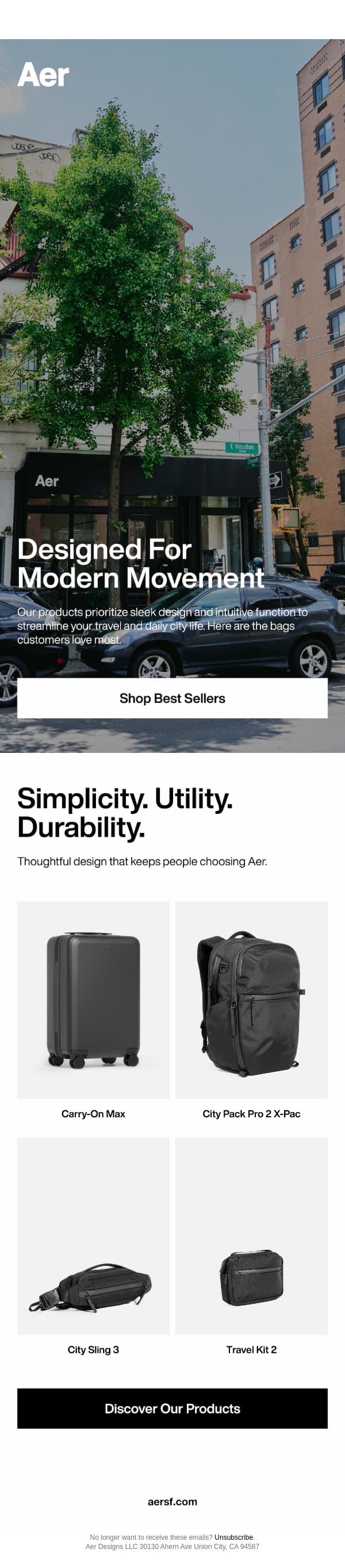 Smart Design. Seamless Travel. email from Aer screenshot