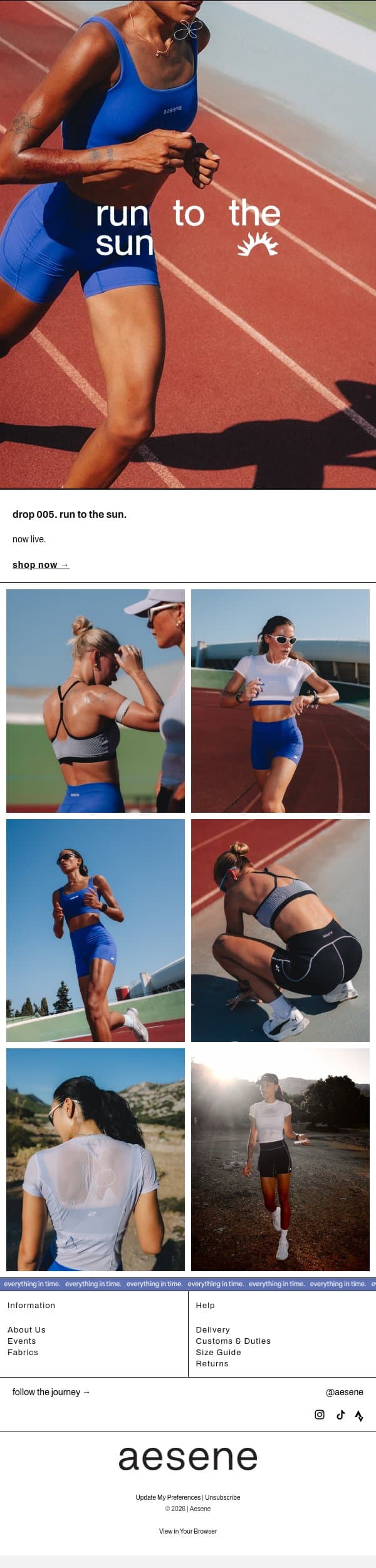 run to the sun. now live 💙 email from Aesene screenshot