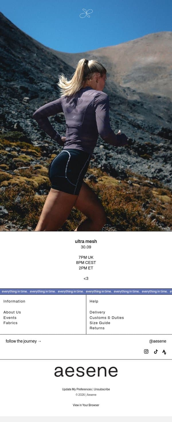 ultra mesh. 30.09. email from Aesene screenshot