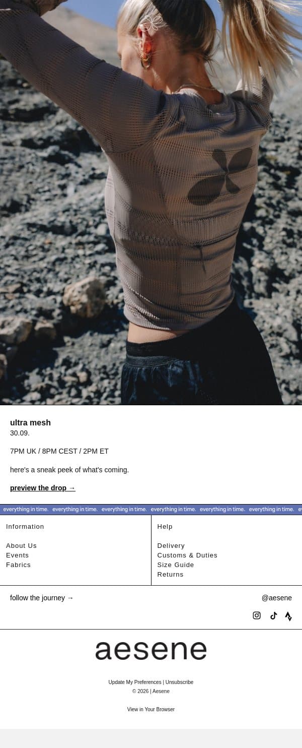ultra mesh. drop preview. email from Aesene screenshot