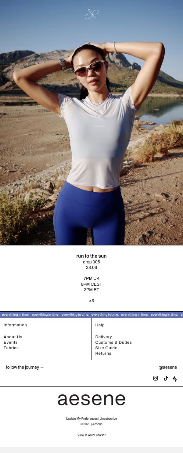 drop 005 - run to the sun. 28.08. email from Aesene screenshot