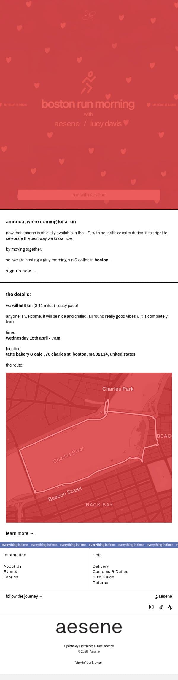 america, we're coming for a run email from Aesene screenshot