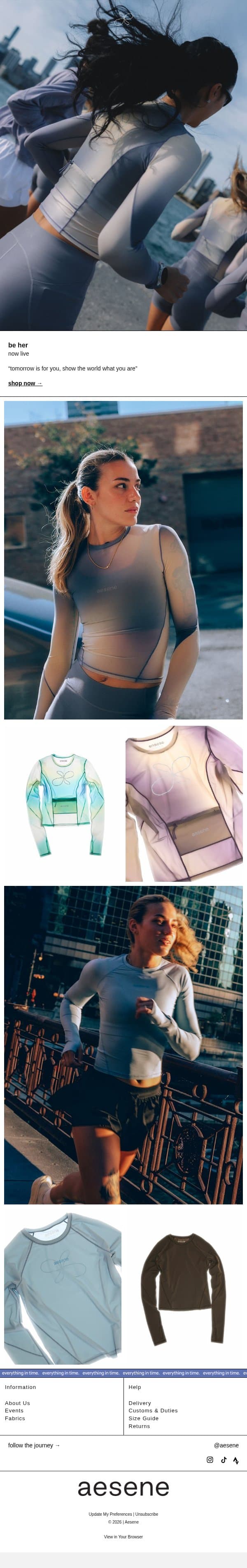 be her. now live. email from Aesene screenshot