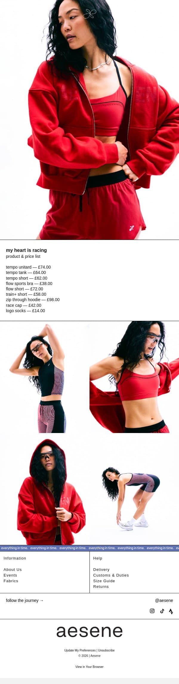 drop 004. product & prices. email from Aesene screenshot