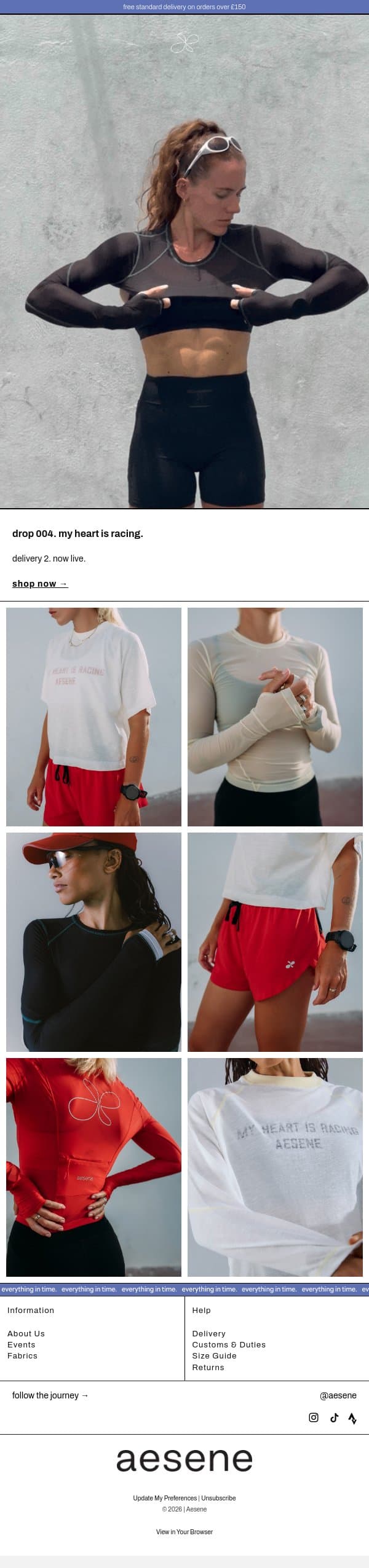 drop 004. delivery 2. now live ❤️ email from Aesene screenshot
