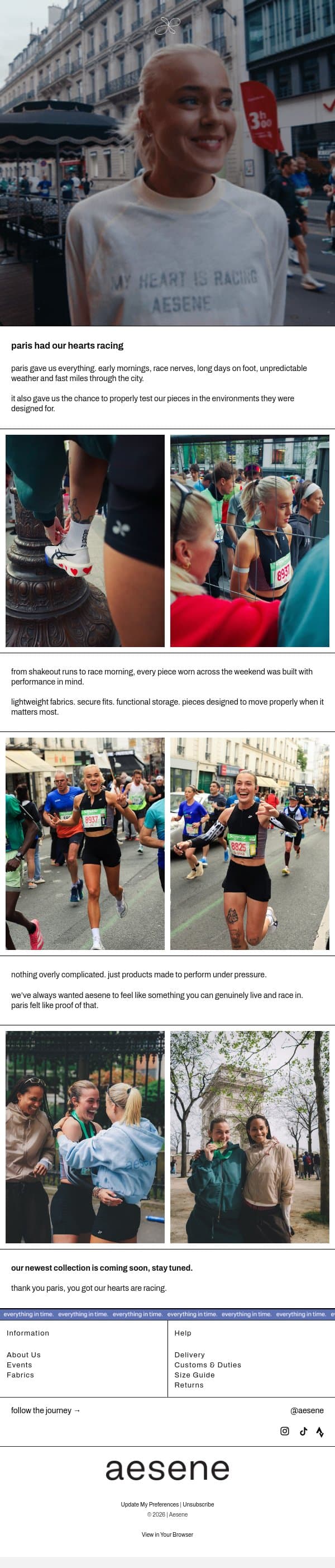 paris had our hearts racing email from Aesene screenshot