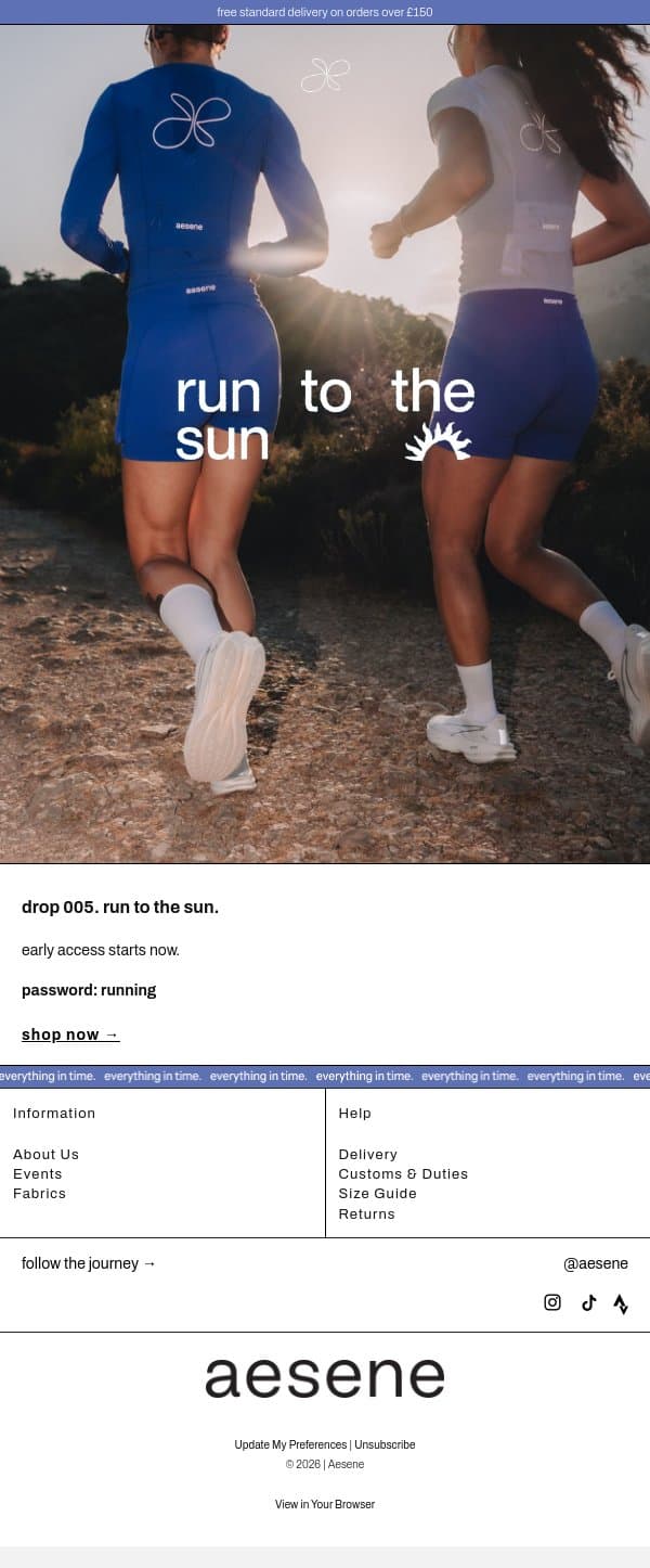 run to the sun. password inside 💙 email from Aesene screenshot