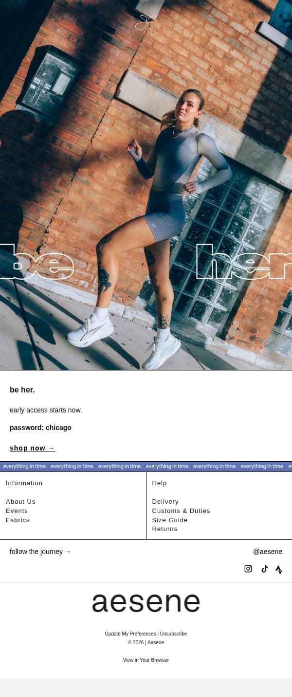 be her. password inside. email from Aesene screenshot