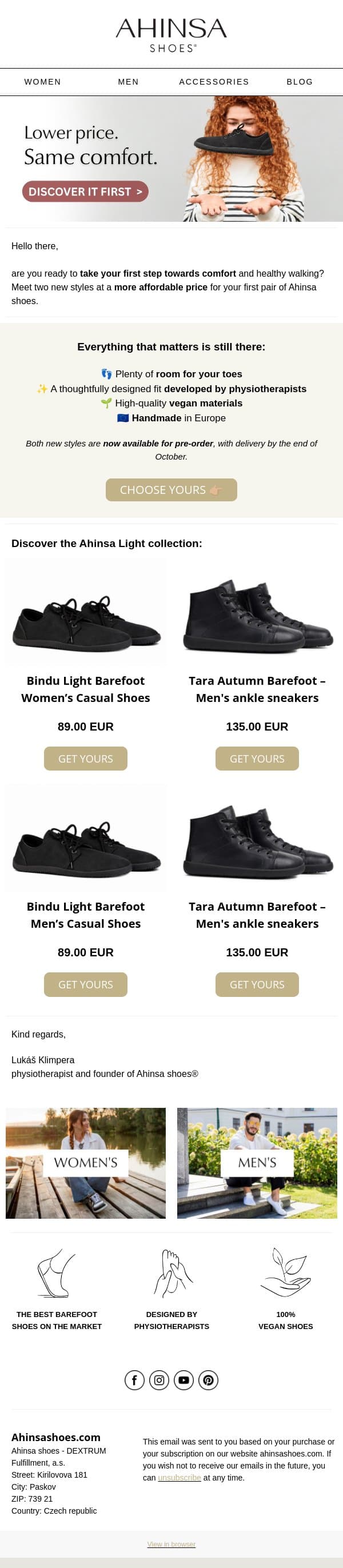 New styles from €89 💛 Start with Ahinsa shoes email from Ahinsa screenshot