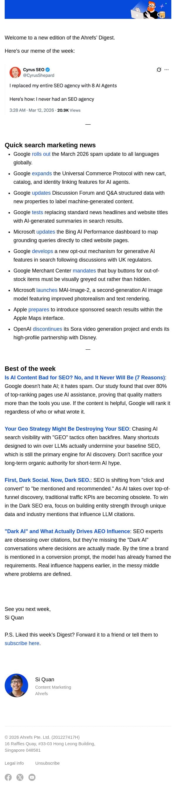 Ahrefs’ Digest #266: Is AI content bad for SEO? and more email from Ahrefs screenshot