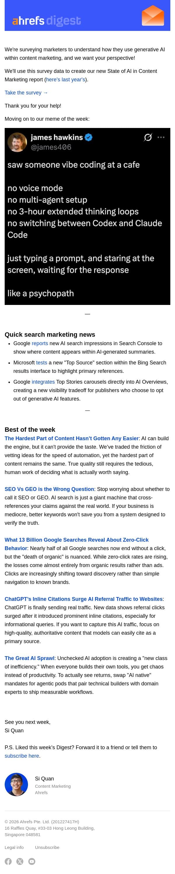 Ahrefs’ Digest #284: The hardest part of content hasn't gotten easier, and more email from Ahrefs screenshot