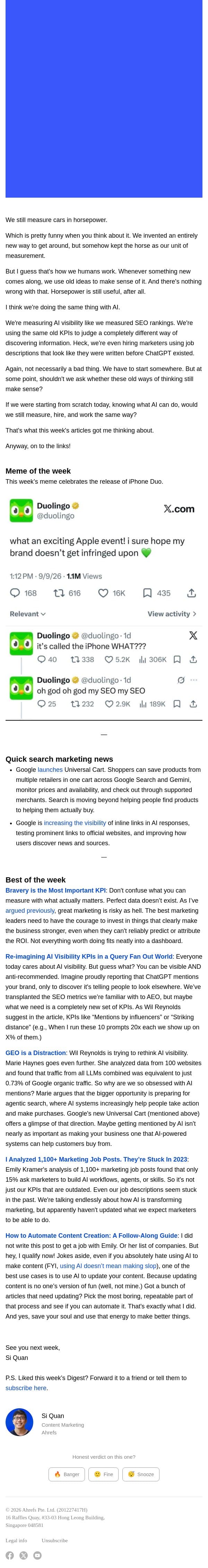 AI is new. Our thinking isn't email from Ahrefs screenshot
