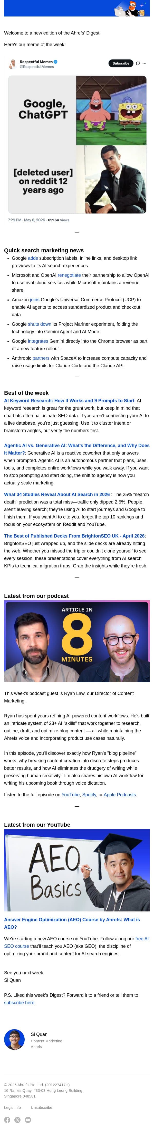 Ahrefs’ Digest #271: Our new AEO course, and more email from Ahrefs screenshot