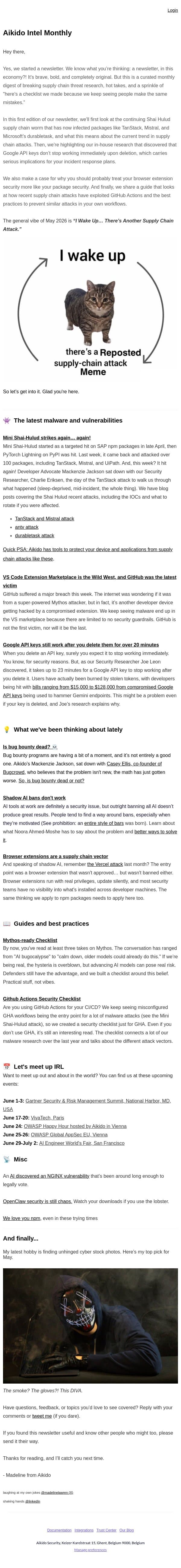 Aikido Intel Monthly: GitHub breach, Mini Shai-Hulud, Google API Keys email from Aikido screenshot