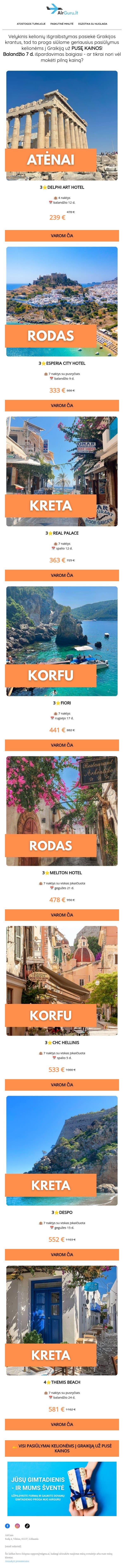 Daužom kainas💸‼️ email from AirGuru screenshot