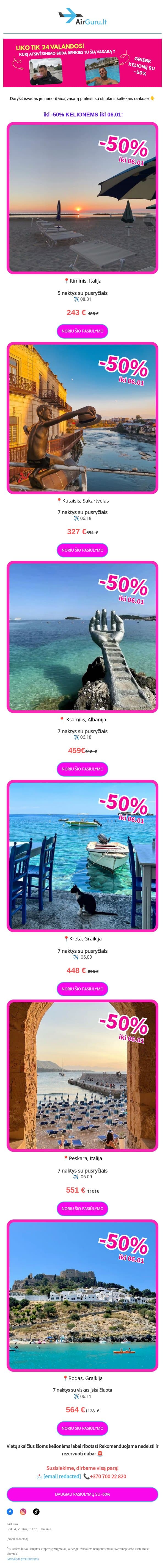 Liko 24 valandos 📢 📢 email from AirGuru screenshot