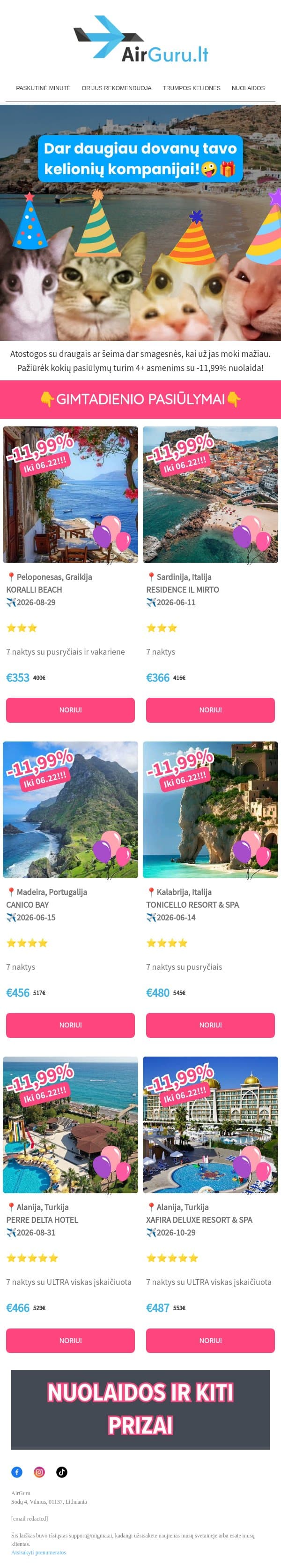 Surink kompaniją ir skrisk pigiau!!!🏷️😱 email from AirGuru screenshot