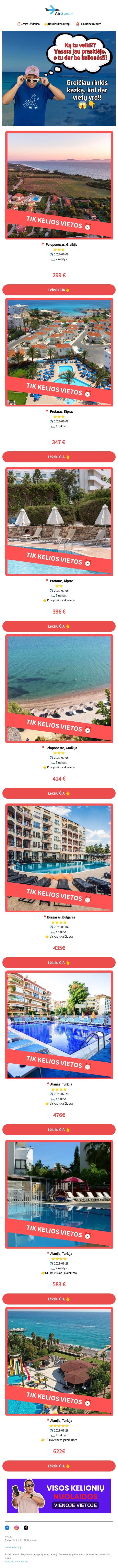Vasara prasidėjo - vietų mažėja!✈️ email from AirGuru screenshot