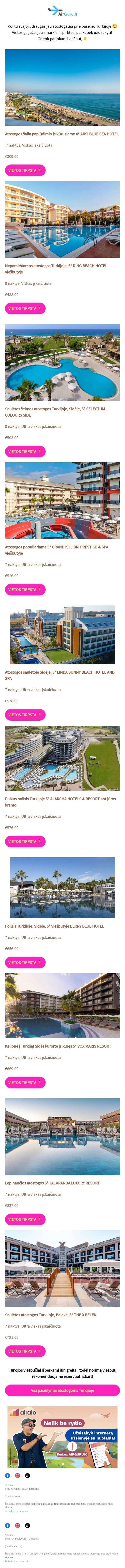Kai kur vasara jau prasidėjo 😎 email from AirGuru screenshot