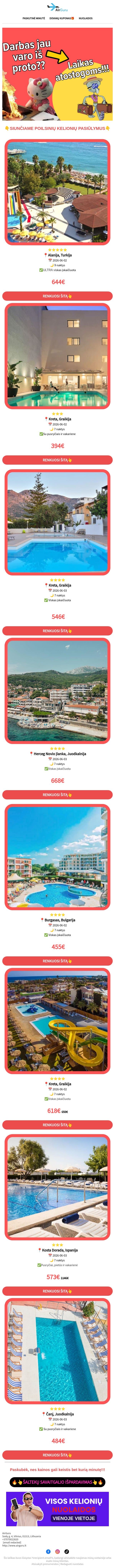 Čia tikrai pailsėsi👀 email from AirGuru screenshot