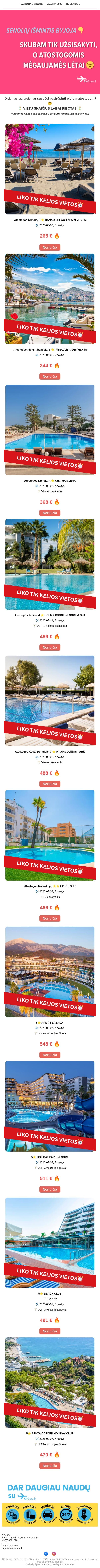 Blitz dienos pasiūlymai💸 email from AirGuru screenshot