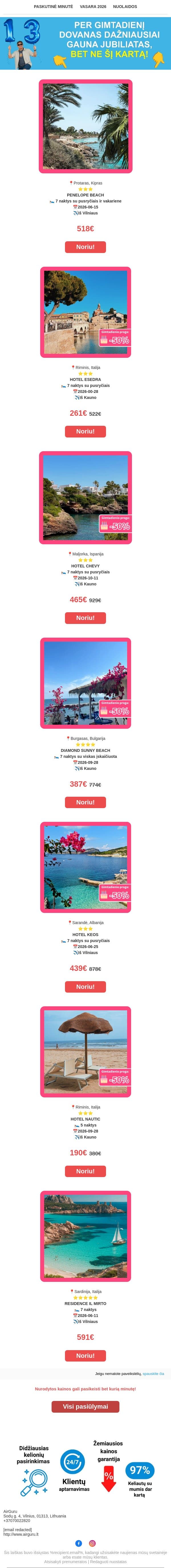 Kas ant gimtadienio stalo?🥳🎉 email from AirGuru screenshot