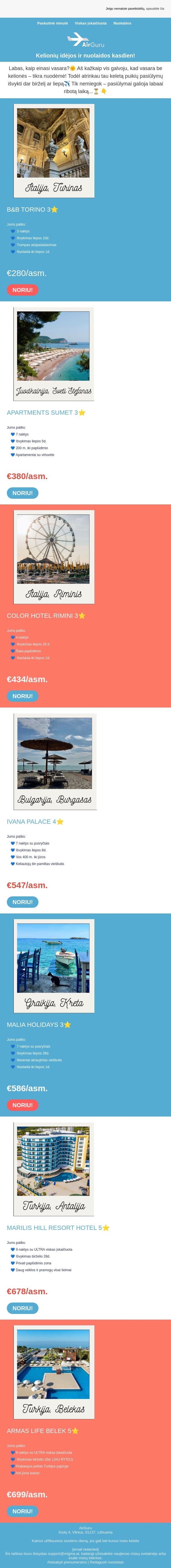 ❗PASKUTINĖ MINUTĖ❗ email from AirGuru screenshot