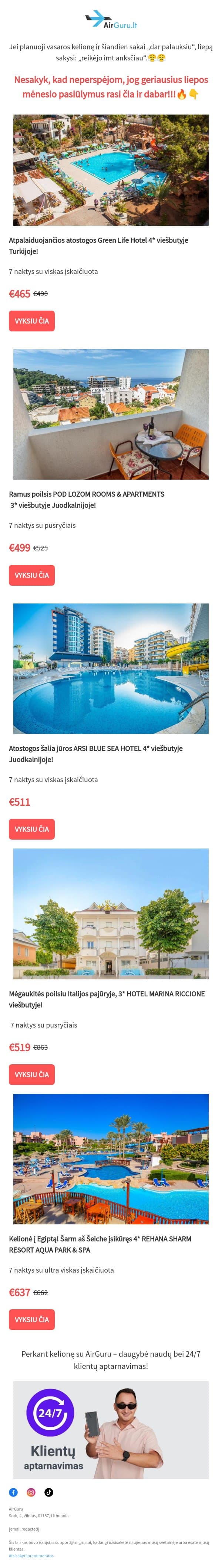 Lauksi - bus per vėlu🚨 email from AirGuru screenshot