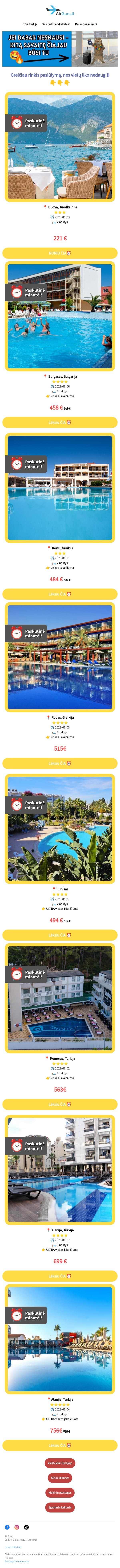 Išvykimas kitą savaitę✈️ email from AirGuru screenshot