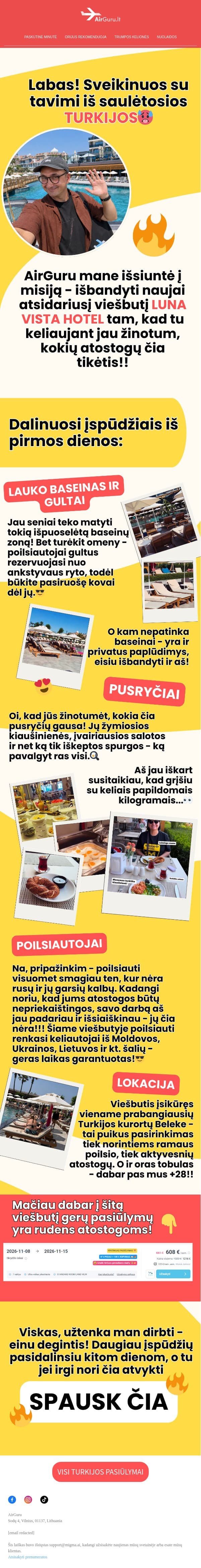 Labas, aš Turkijoj👋 email from AirGuru screenshot