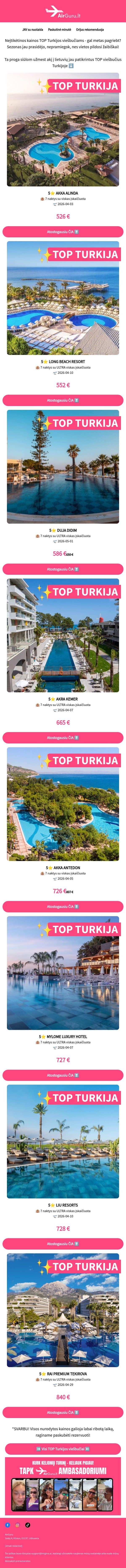 Ką jau patikrino lietuviai? email from AirGuru screenshot