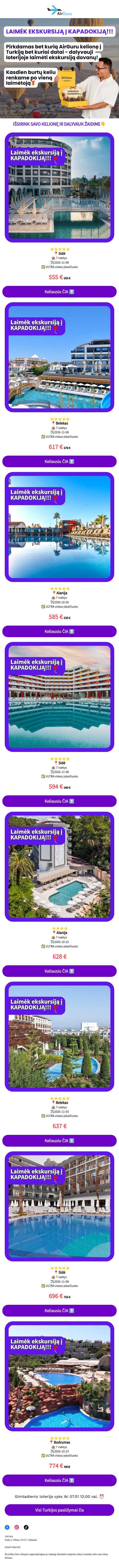 Laimėk ekskursiją dovanų!!🎁 email from AirGuru screenshot
