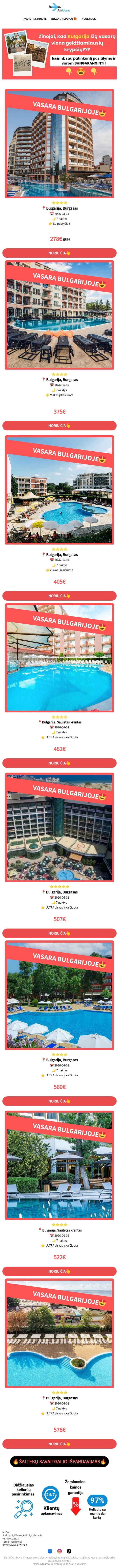 Bulgarija tik 275€??!😱 email from AirGuru screenshot
