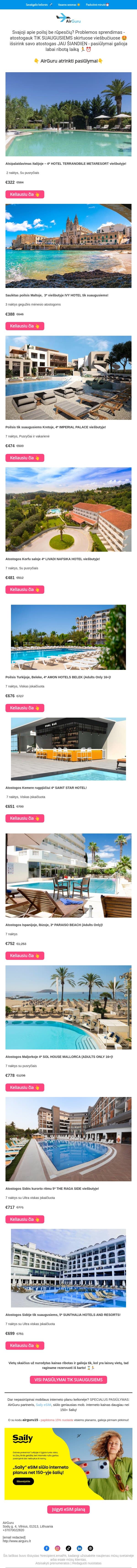 Atostogos TIK suaugusiems! ​🔞 email from AirGuru screenshot